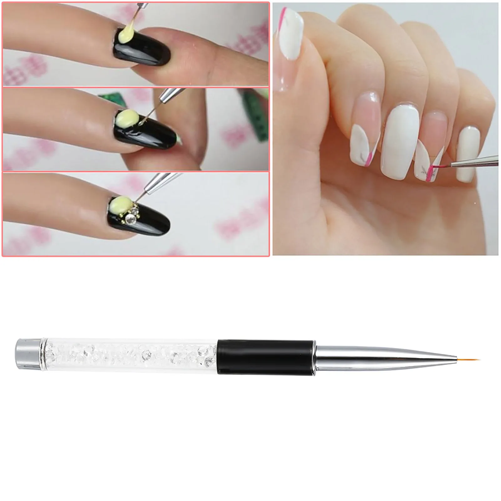 BQAN Nail Art Painting Brush 9mm Crystal Acrylic Nail Art UV Gel Painting Line Brush Nylon Hair Pen Manicure Nail Liner Tool