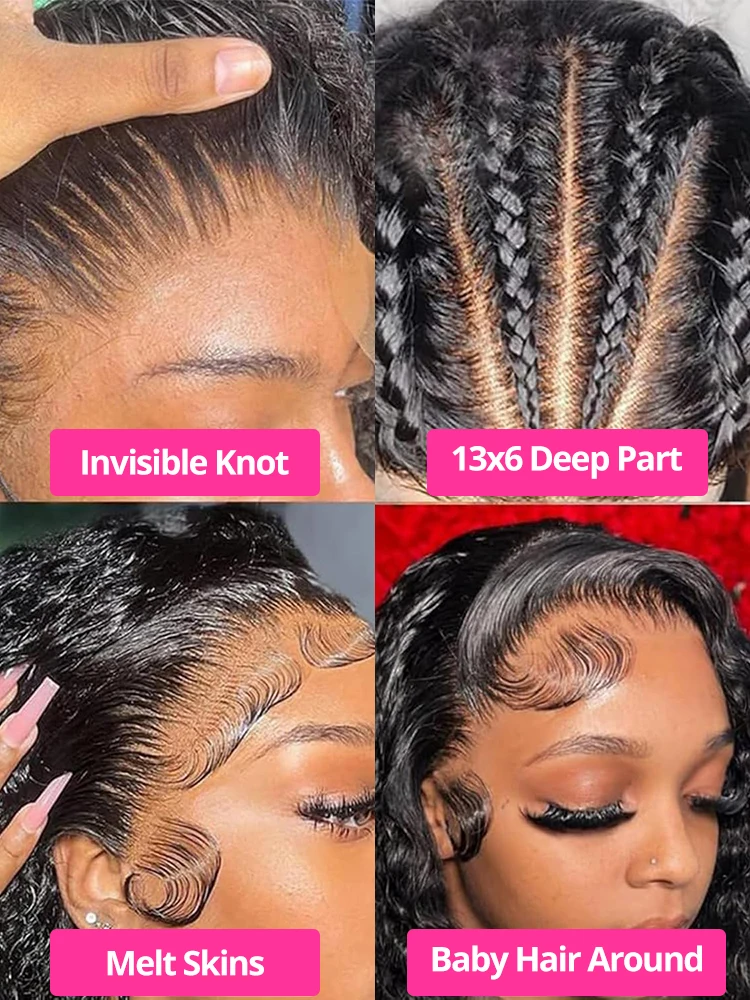 High Density 250% 40 46Inch Deep Wave 13x6 HD Lace Front Human Hair Wig Loose Water Wave Curly 13x4 Lace Frontal Wig Human Hair image 2