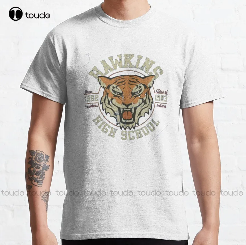 Hawkins Tigers Classic T-Shirt Mens Work Shirts Fashion Design Casual Tee Shirts Tops Hipster Clothes Make Your Design Xs-5Xl