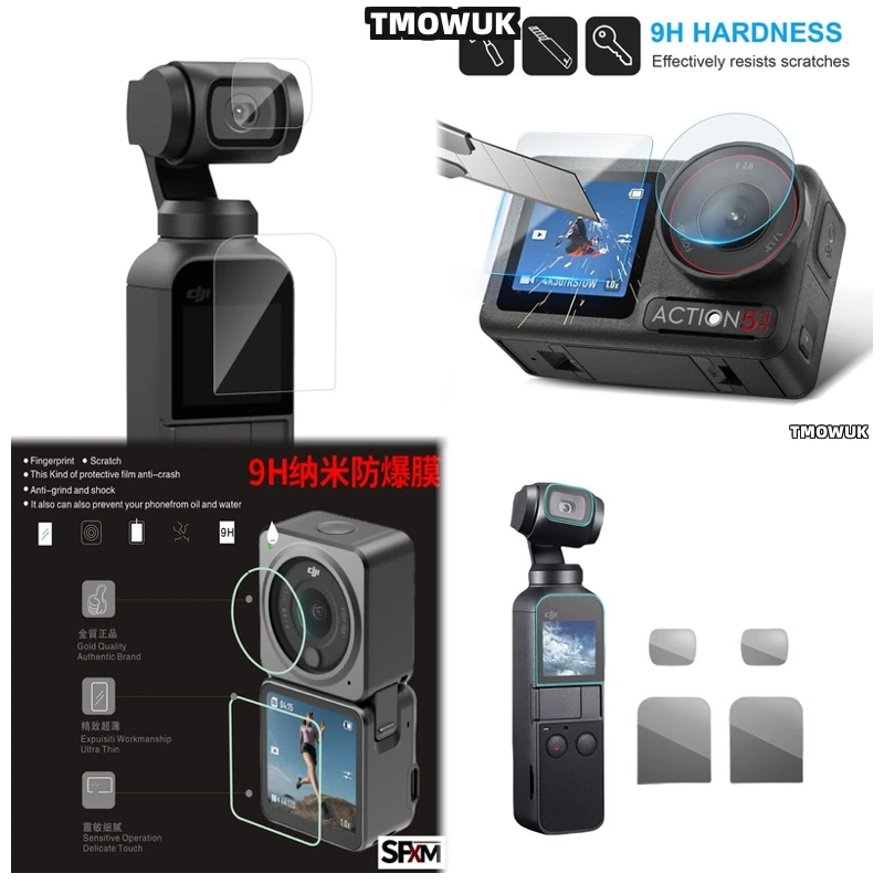 

For DJI Pocket 1 2 Osmo Pocket 3 Action 2 4 Pro - Full - Protection Tempered Glass Screen Protector And Lens Guard