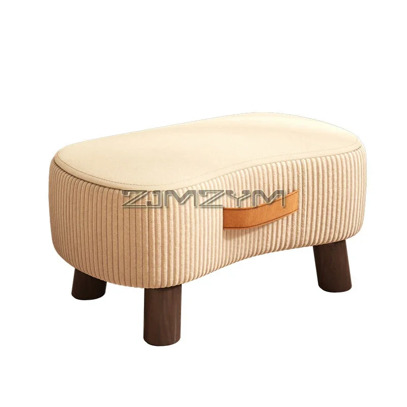 Small Rectangle Foot Stool, Velvet Fabric Footrest Ottoman Stool with Non-Skid Wood Legs, Modern Footstools Step for Couch