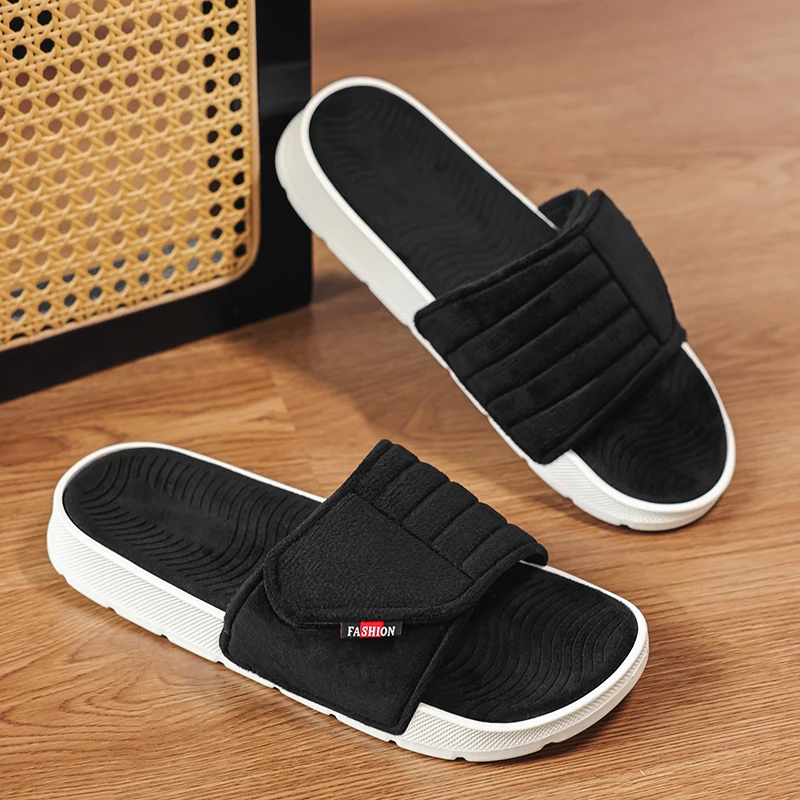 

Fashion Men's Slippers Suede Cloth Non-Slip Casual Sandals Platform Soft Home Shoes Indoor Slides Outdoor Beach Shoes Flip-flop
