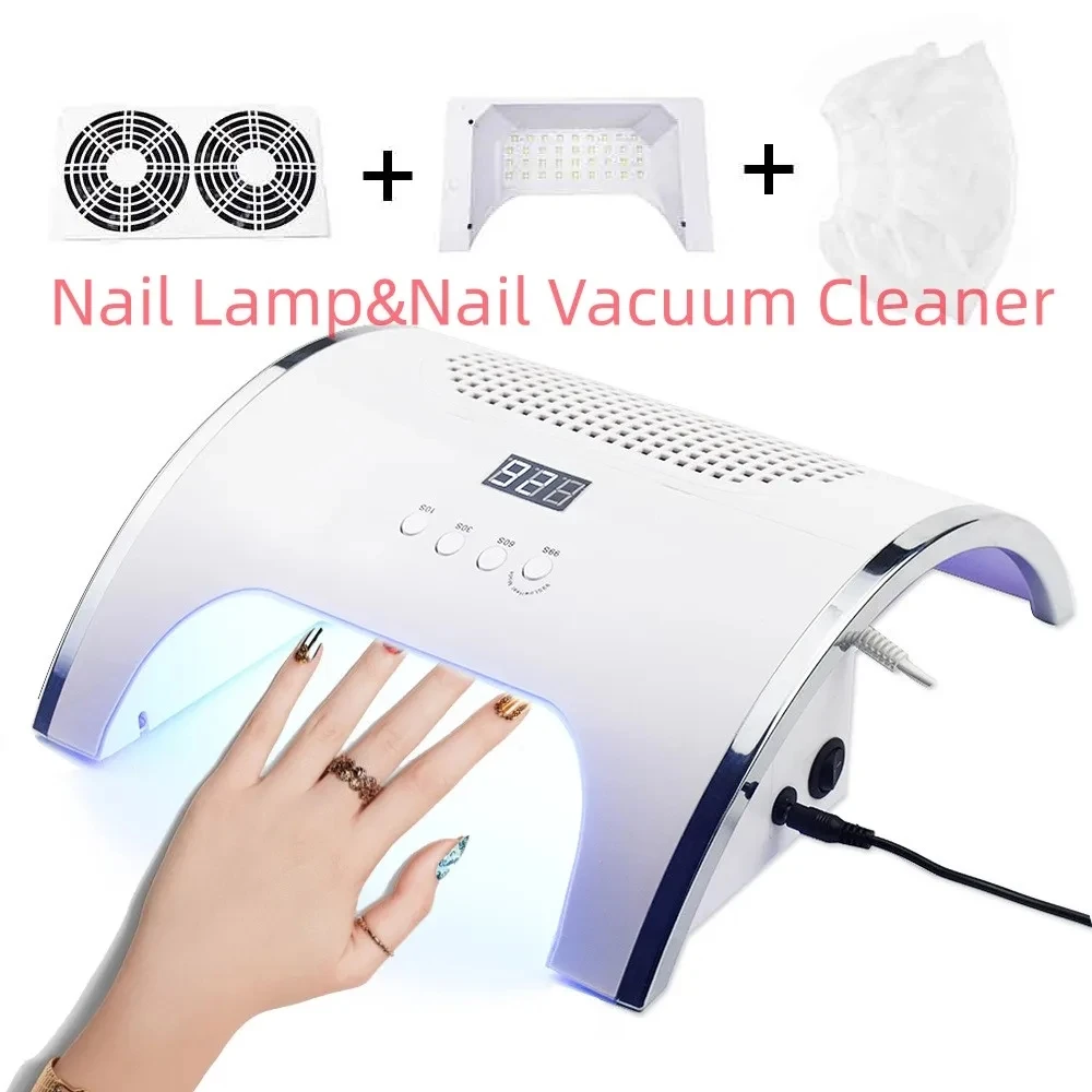 new 2 in 1 nail vacuum cleaner phototherapy machine quick-drying nail lamp dust removal phototherapy integrated machine