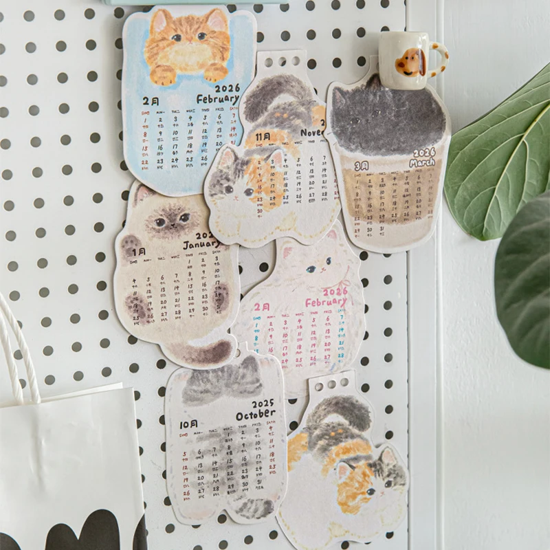 귀여운 고양이 책상 달력 만화 미니 휴대용 개학 어린이 학생 선물 귀여운 사무실 가정 책상 일정 학습 장식 정리함