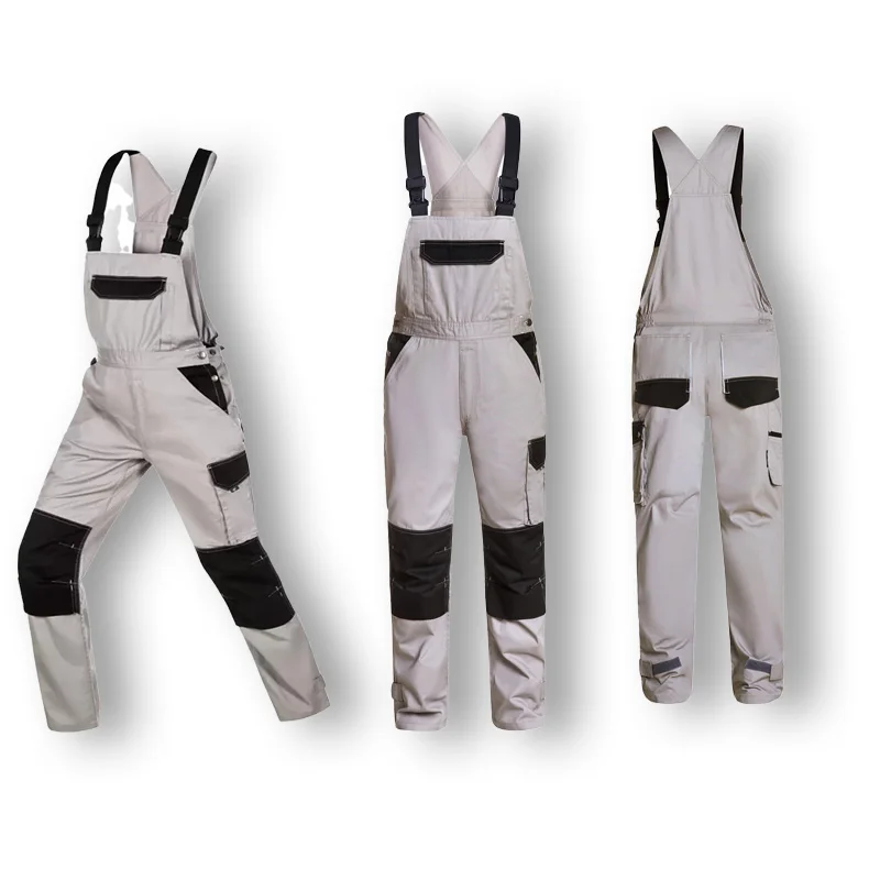 

Work Bib Overall Knee Pads Work 100% Cotton Craftsman Bib Brace Overall Strap Jumpsuit Multi Pockets Working Uniforms Repairman