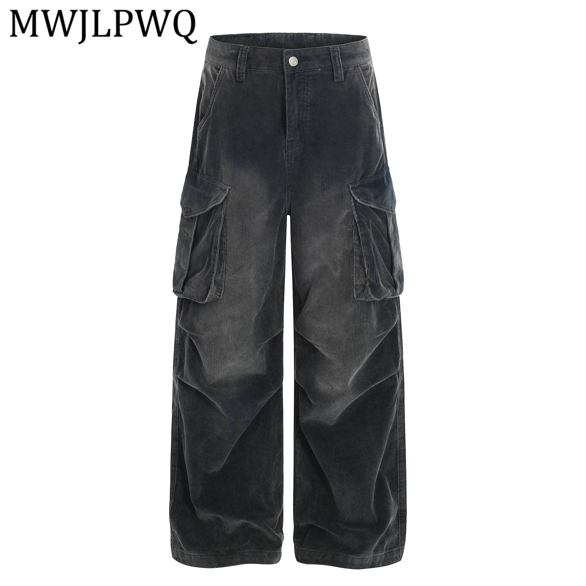 

MWJLPWQ 2026 Весенние Новые Американские Брюки Карго Мужские, Уличный Стиль, С Эффектом Потёртости, С Большими Боковыми Карманами, Оригинальный Дизайн, Повседневные Брюки 13499