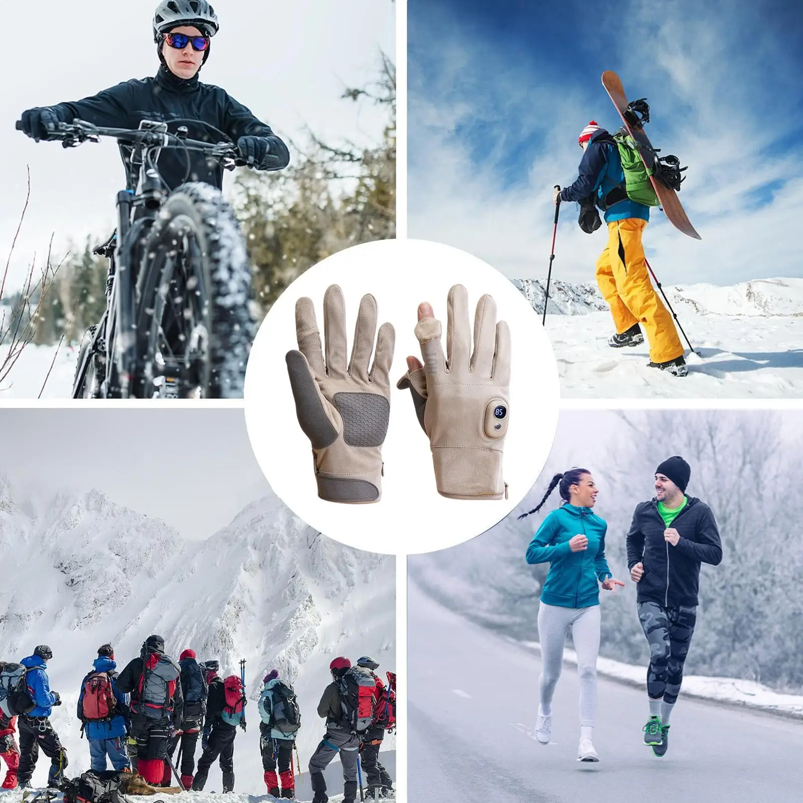 Electric Gloves 5-Level Adjustable Temperature Rechargeable Winter Motorcycle Gloves For Women Men Outdoor Work Hiking Camping