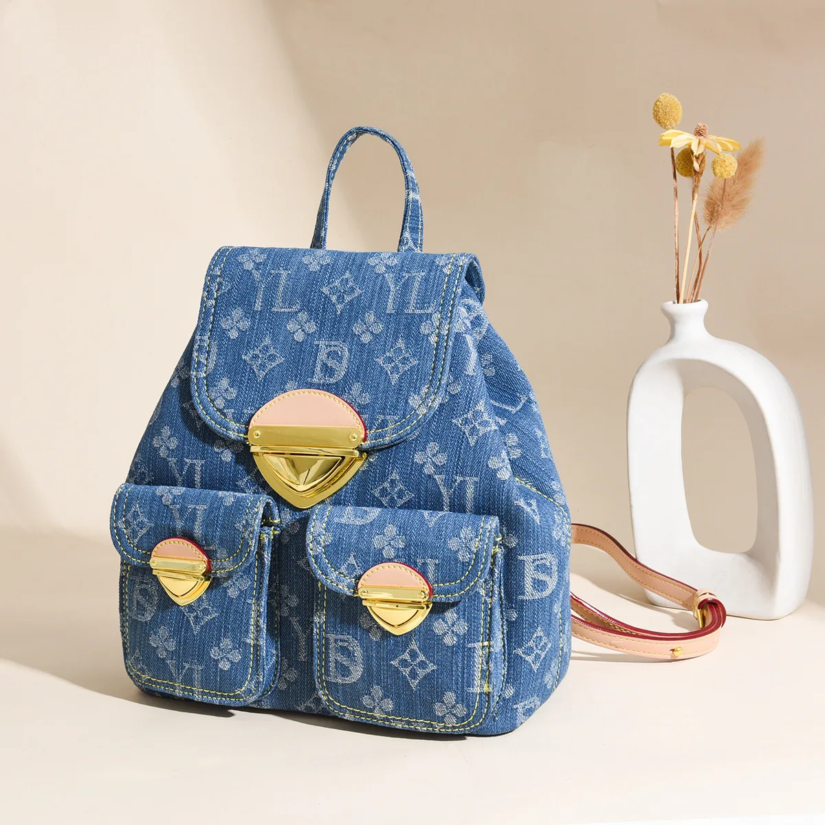 

​​2025 Denim Backpack Large Capacity Lightweight, Adjustable Crossbody Shoulder Bag for Women Travel Commute Essentials​​
