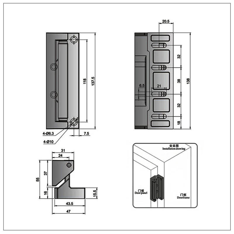 Zinc Alloy Heavy-Duty Oven Hinges Industrial Machinery Protruding Doors Automation Equipment Load-Bearing Hinges