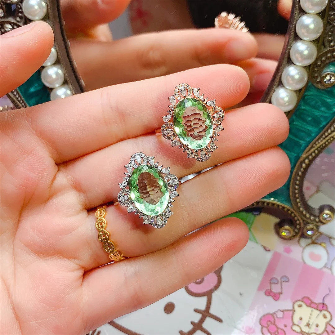 

Regal Large Green Crystal S925 Sterling Silver Ring Statement Jewelry for Women Best Gift Ever