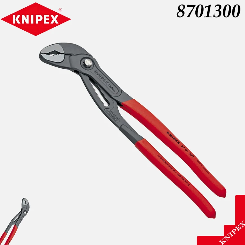 

KNIPEX 8701300 Cobra Water Pump Pliers, Red/Black Handles, Large Adjustable Jaw for Plumbing & Fastening Tasks