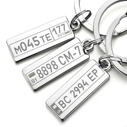 Customized Keyrings Custom Car Number Plate Keychain Charms for Men Women Simple Gift Couple Lover Metal Keychain Ring DP009