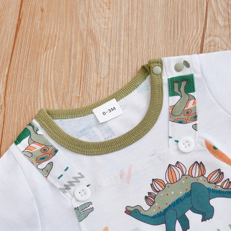 Newborn Summer Dinosaur Printed Clothes 0-18 months Baby Soft Short Sleeve Print Baby Boy Girl Clothing Cartoon Lovely Preschool