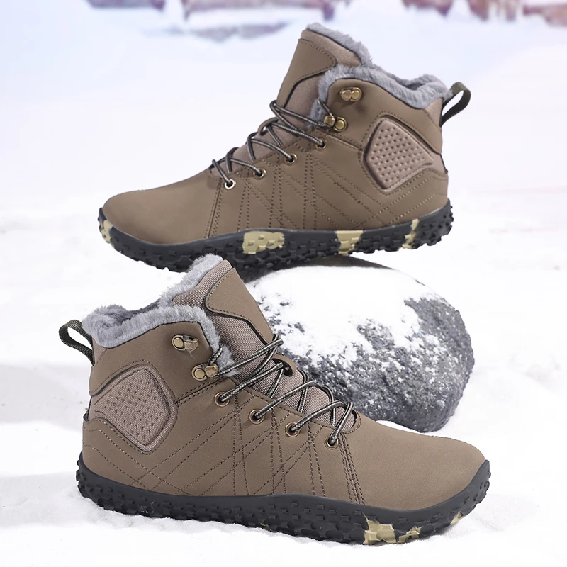 

Winter Warm Men Cotton Boots Outdoor Wide Toe Barefoot Snow Boots Breathable Walking Hiking Shoes Comfortable Casual Sneakers
