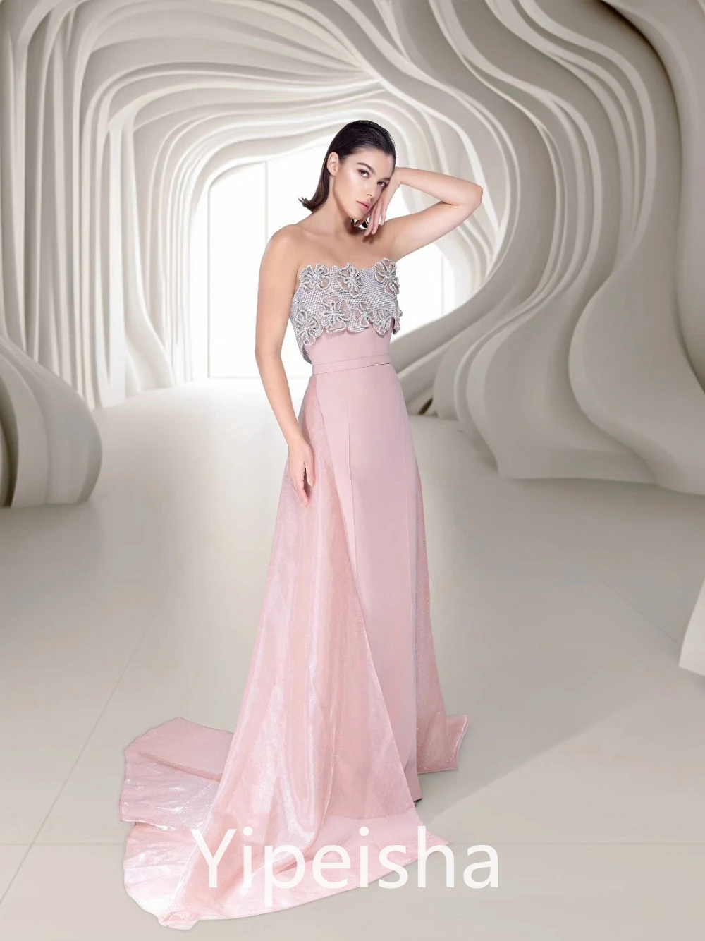 Yipeisha Prom Dress Mode Hoge Kwaliteit Strapless A-Line Avondjurken Applique Satijn Soutache/Lint Trim Custom Jurk