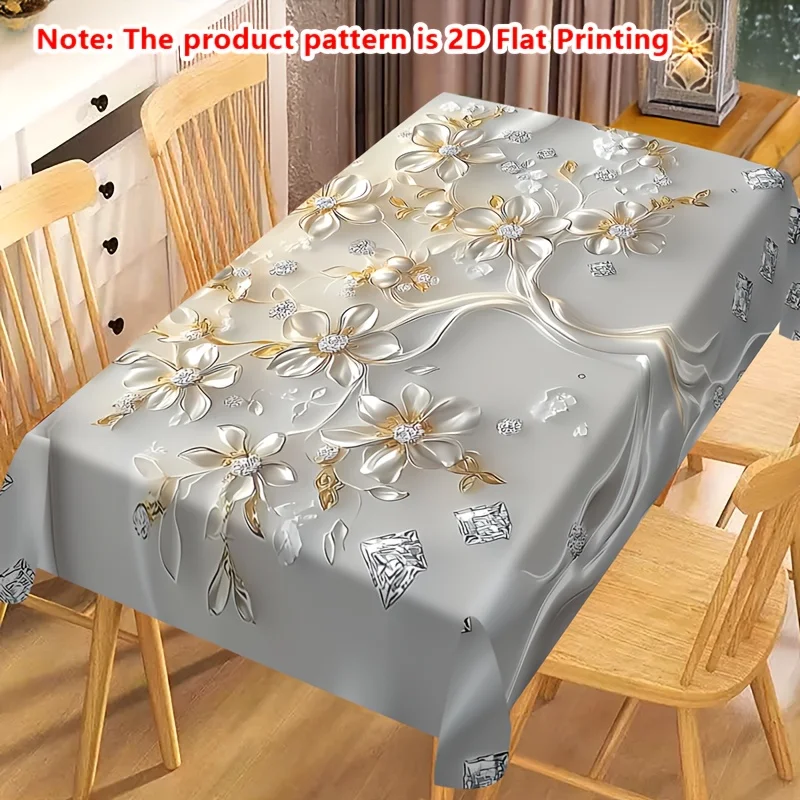 One elegant polyester tablecloth with 2D flat printing, featuring a diamond tree pattern - machine washable.zyc