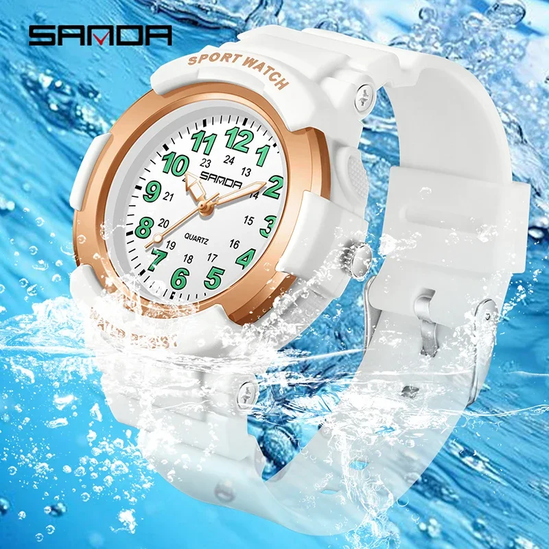 SANDA Nuovo orologio al quarzo per adolescenti Orologio impermeabile da esterno per studenti di moda Orologio sportivo da donna da uomo con luce colorata digitale semplice
