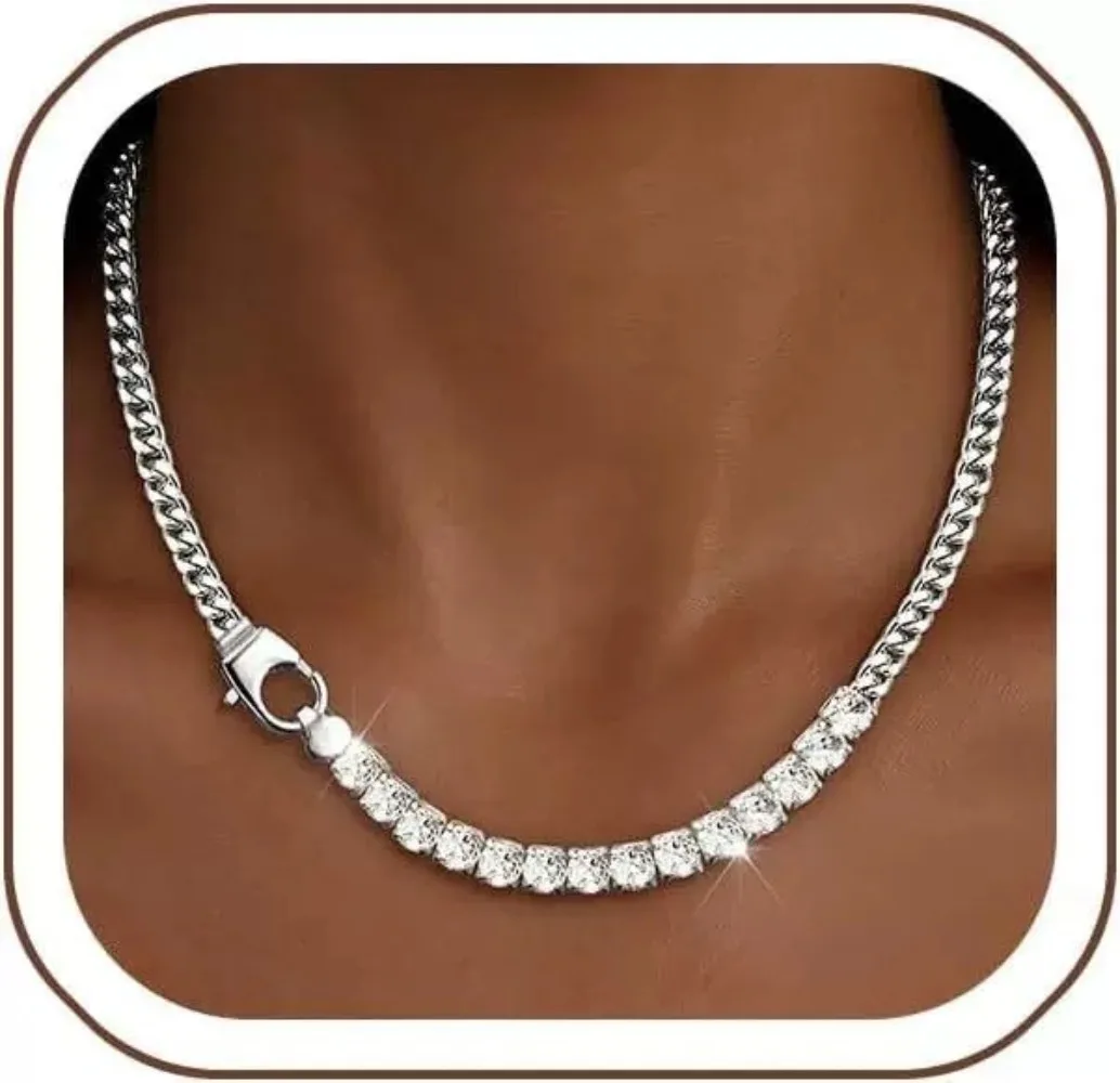 Luxuriöse 925 Sterling Silber Hip-Hop Halskette, Vergoldet mit Zirkonia, Kubanische Goldkette, Neues Produkt – Detail 6