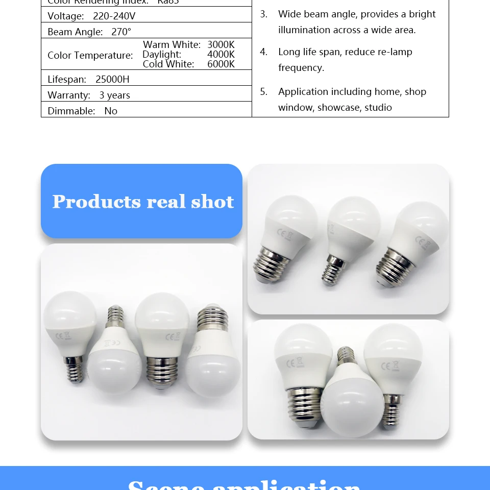 2PCS Ampoule E14 E27 Lampada Led Bulb AC 220V G45 Bombillas 3W 5W 6W 7W Warm Cold White Daylight Lamp lighting for living room