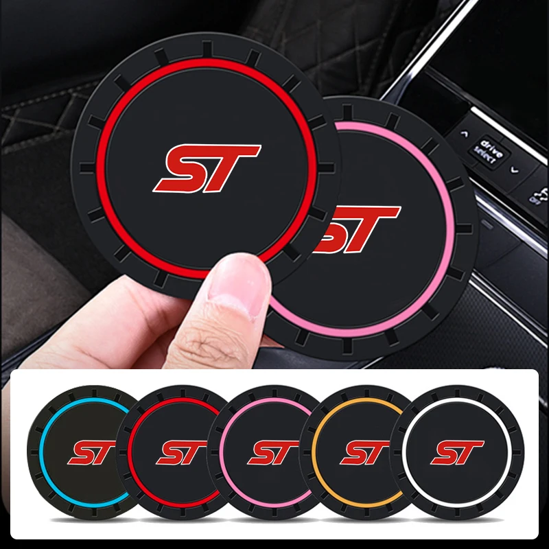 2Pcs Car Coaster Console Silicone Water Cup Anti-slip Pad Accessories For Ford ST Racing Performance Focus Mk2 Mk3 Fiesta Ranger view 3