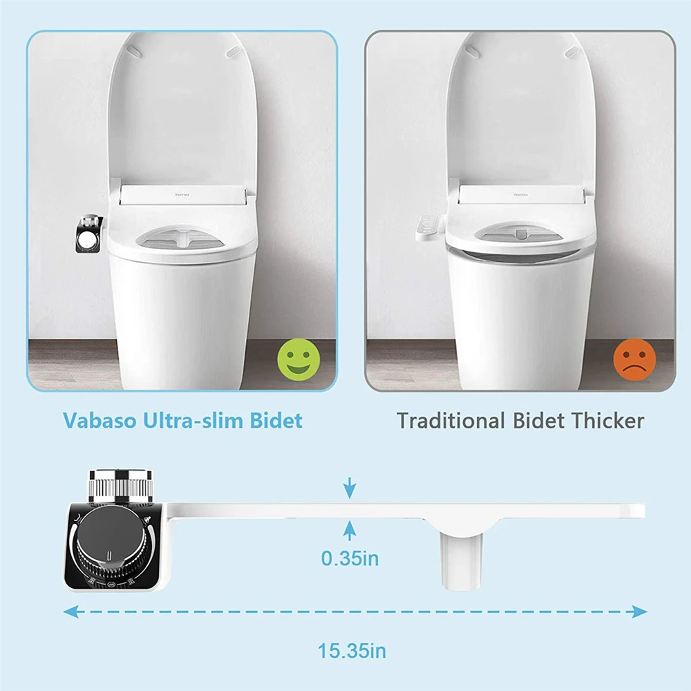 Imagem -06 - Acessório de Bidé com Mangueira Assento Sanitário Slim Quente e Frio Bocal Espiral Duplo Pressão de Água Ajustável Pulverizador de Topo Não Elétrico Mangueira