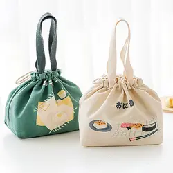 Scatola per il pranzo in stile giapponese borsa per il pranzo in tela isolata portatile borsa termica per Picnic per alimenti per bambini da donna