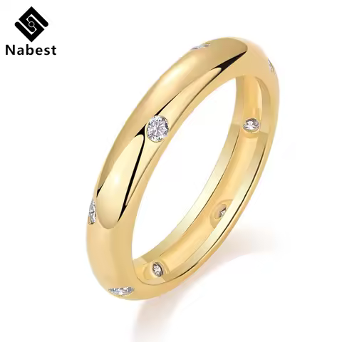 Nabest Gold Plated 925 Sterling Silver Engagement Wedding Rings GRA Certificate VVS D Color Moissanite Women Lab Diamond Ring
