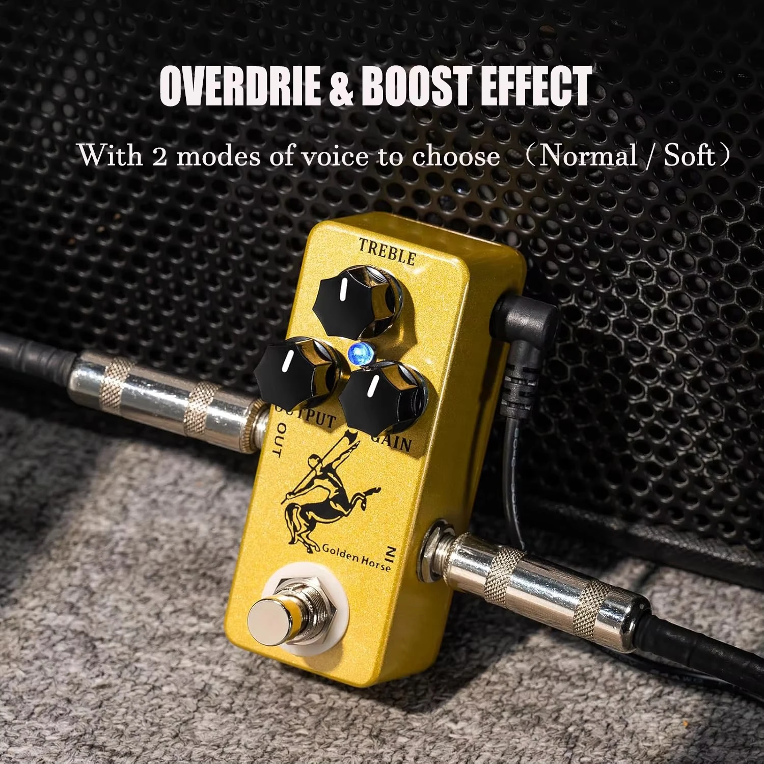 Mosky Golden Horse Goldenhorse Mini Overdrive Effect Pedal Two-Stage Voice Mode Gain Treble Output Control True Bypass