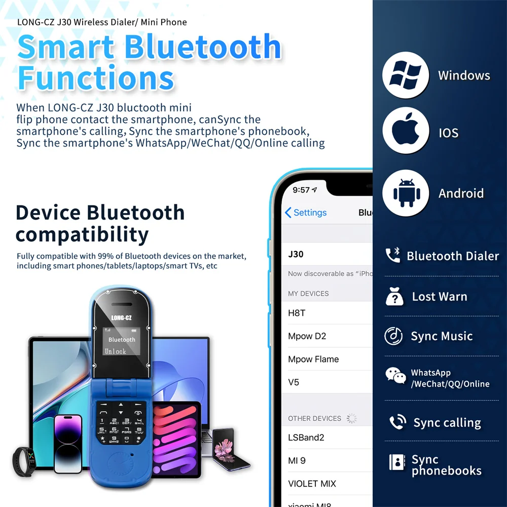 Samsung-Téléphone portable à clapet avec bouton poussoir, appel Bluetooth sans fil, voix magique, écouteur mains libres, carte unique Mini Flip, WA J30, 2G