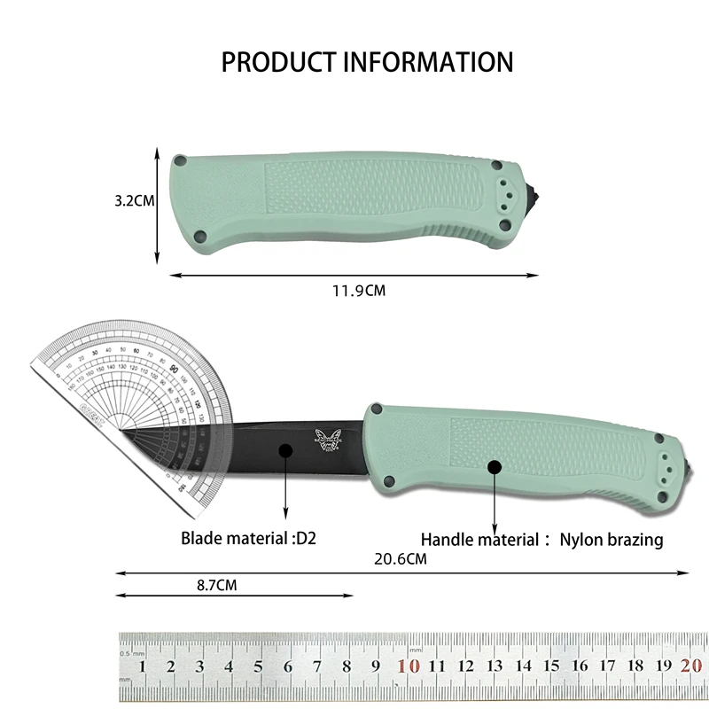 Tail spine BM5370 pocket knife D2 blade hiking camping tactical nylon brazing handle survival self-defense EDC folding