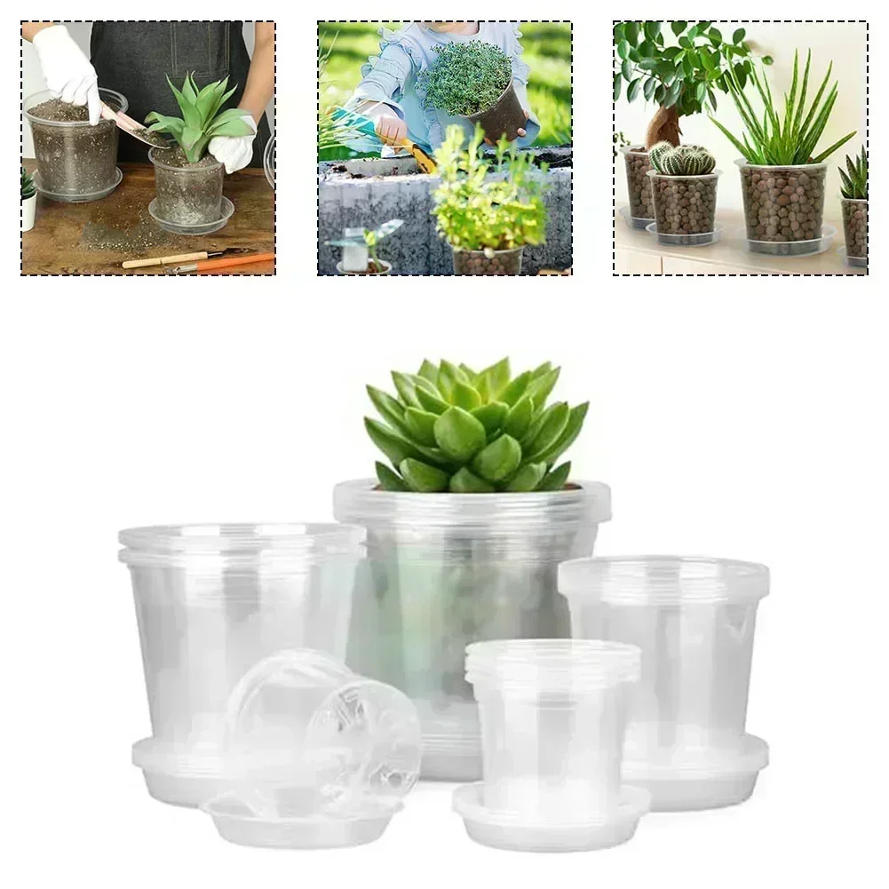 

4/5/6/7 Inch Transparent Nursery Pot With Drainage Hole Transparent Planting Pot Flowerpot Clear Nursery Pots For Orchids Herbs