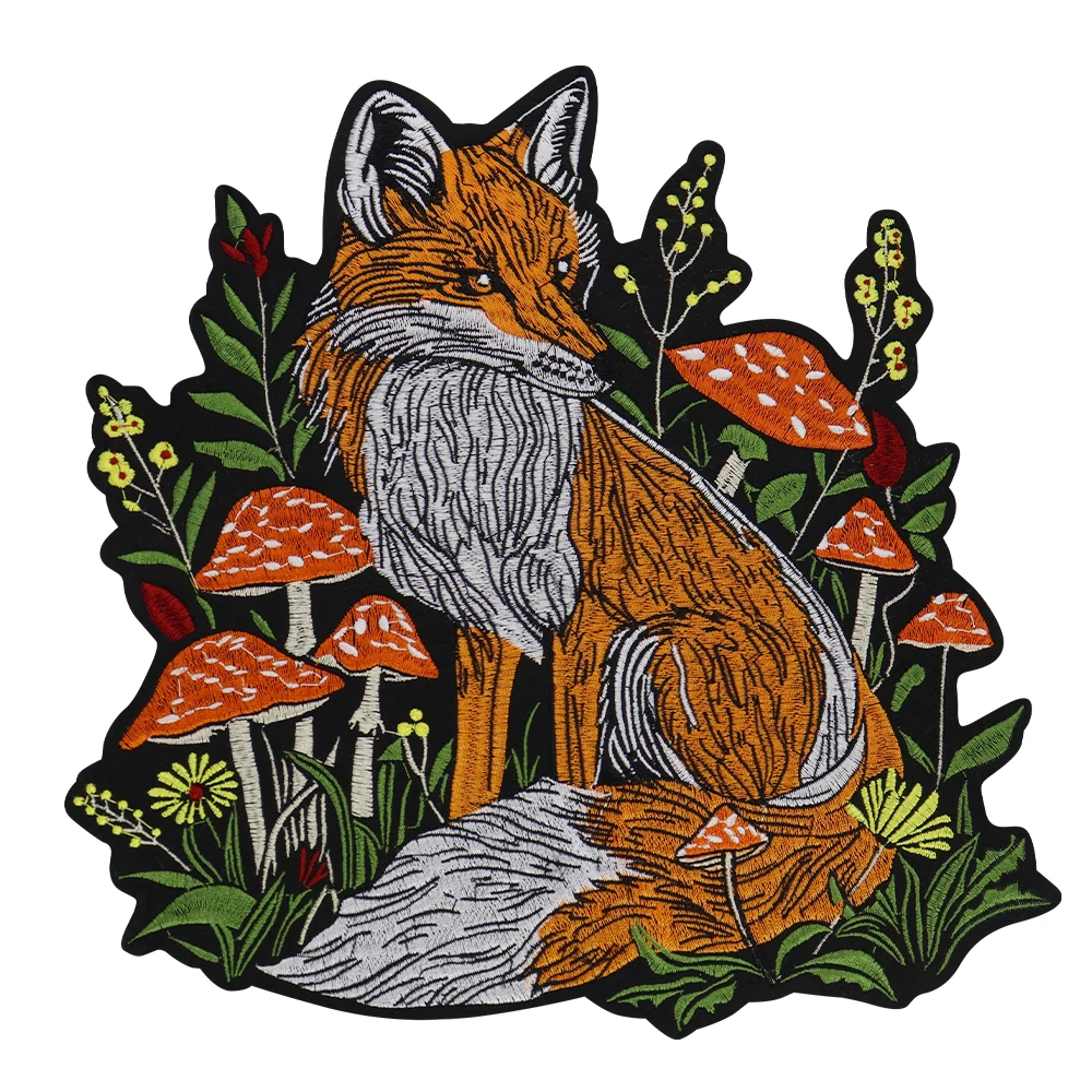 Animal Badge Moon Black Cat Embroidery Mushroom Foxes Floral Back Patch Iron On Emblem Apparel Accessories Death Skull Wings