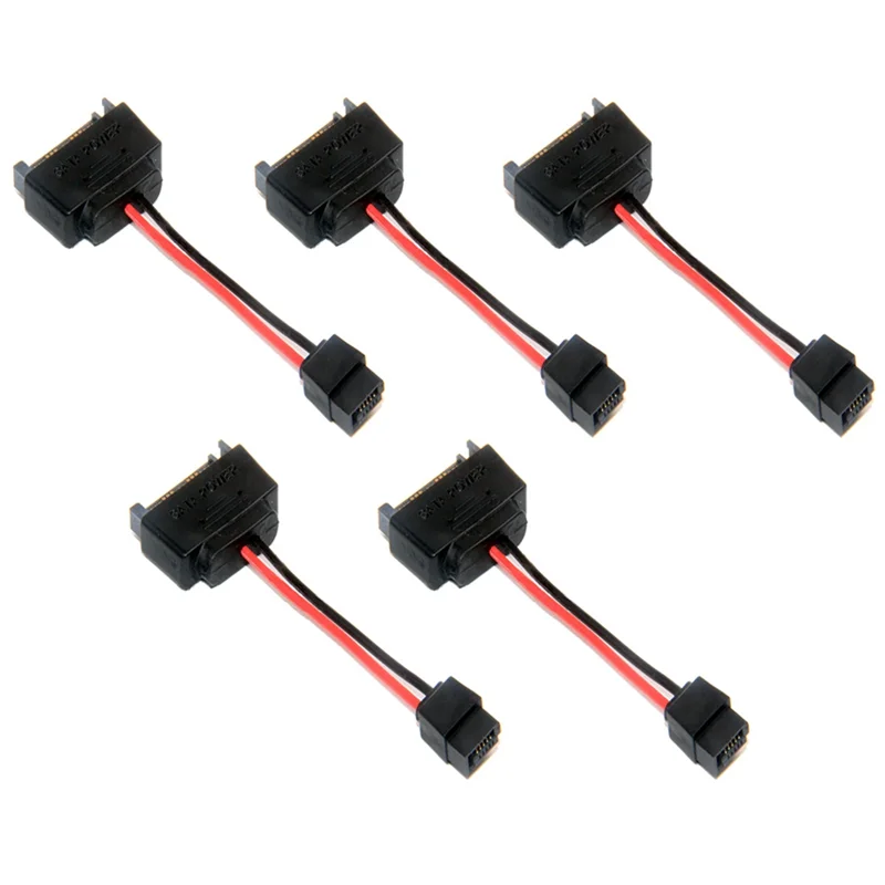 5Pcs SATA 15Pin Male To 6Pin SATA Cable SATA 15 Pin To 6 Pin Power Adapter Cable for Notebook CDROM 6Pin Adapter Cable