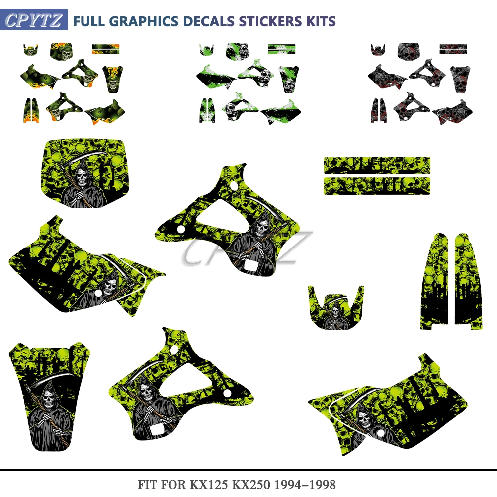 Graphics Background Decal Stickers Fit For KX125 KX250 KX 125 250 1994 1995 1996 1997 1998 Motorcycle Sticker Custom Number Name