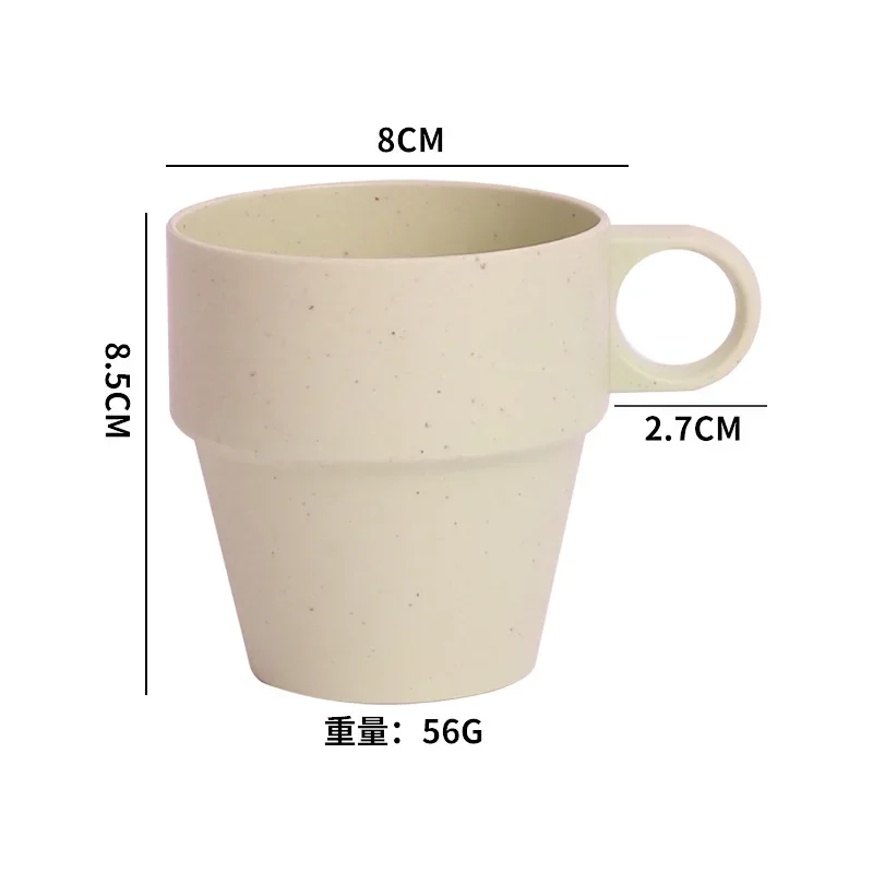 Wheat straw water cup ironing non-slip handle cup Household plastic insulated mug Simple plastic cup