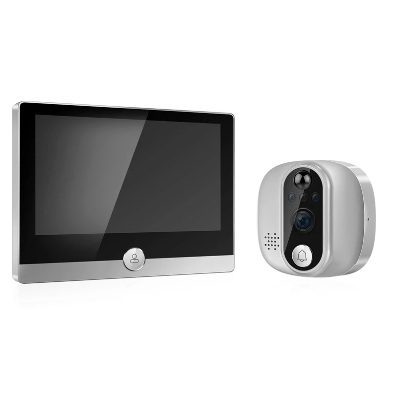 4.3 Inch TUYA Wifi LCD Screen Digital Doorbell 1080P Intercom Night Vision Electronic Peephole Door Camera Viewer Black