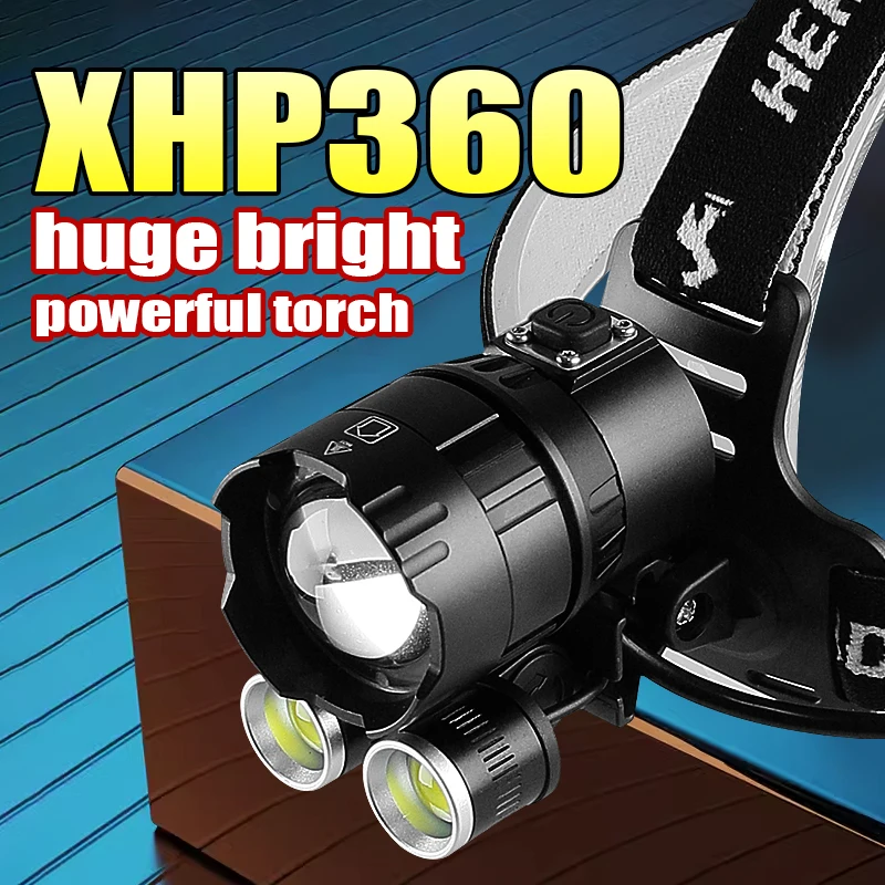 Head Lantern Led Rechargeable High Performance XHP 360 Super Bright Head Lantern Waterproof Head Light Outdoor Fishing Lantern