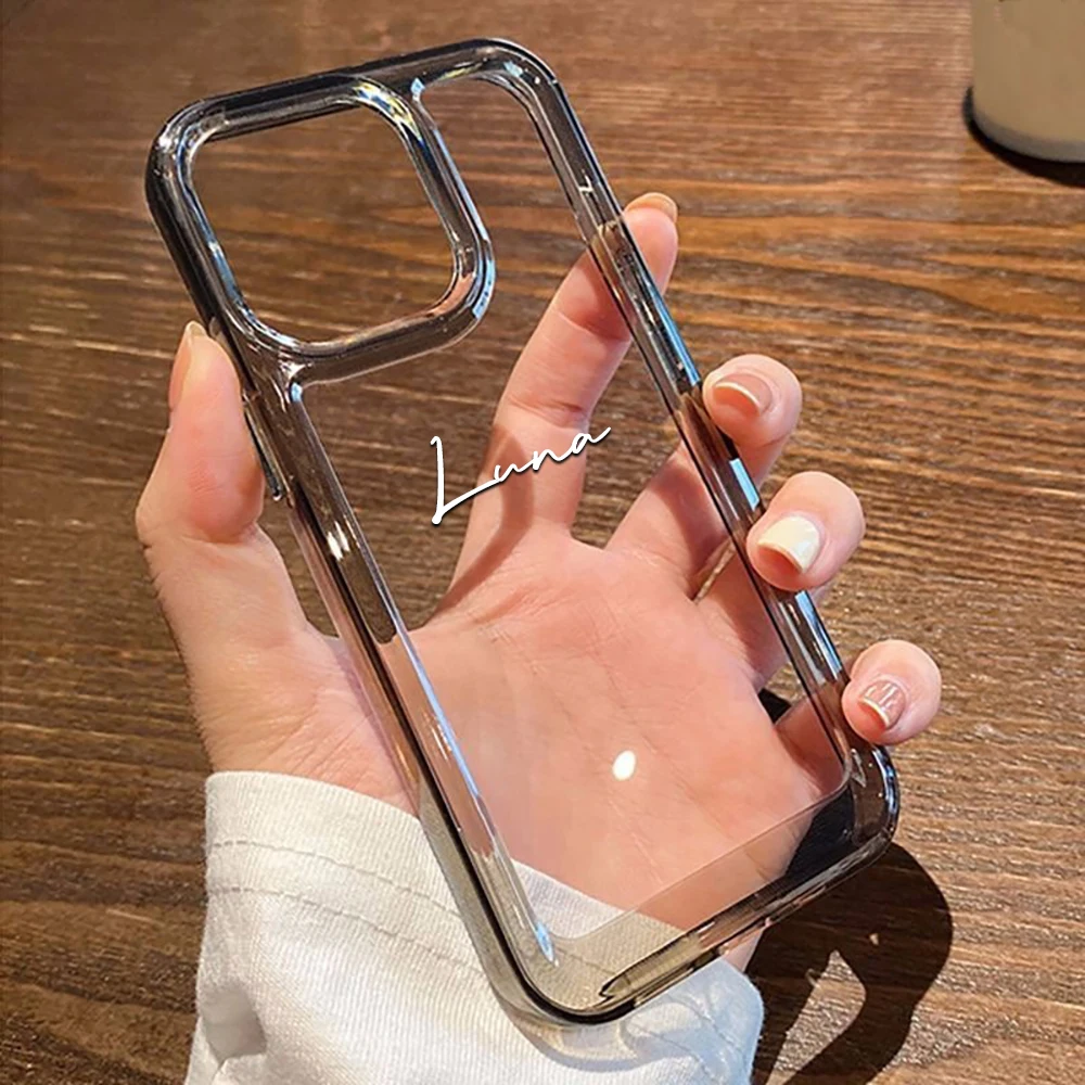 غطاء هاتف شفاف شخصي اسم مخصص لهاتف آيفون 17 16 15 14 13 12 11 Pro Max حافظة خلفية شفافة مقاومة للصدمات من البولي يوريثان #3