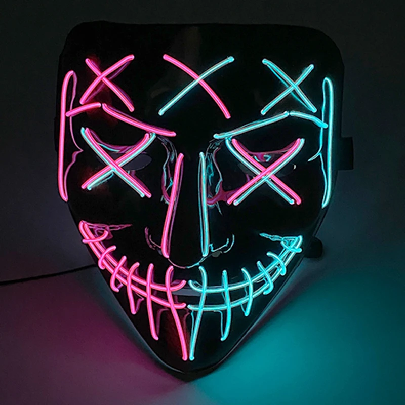Newstyle LED V-Maske Maskerade DJ Kostümzubehör Leuchtende Geister Tanzmaske Nachtleuchtende gruselige Teufel Gesichtsmasken für Männer