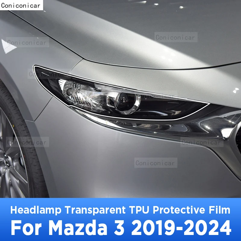 

For MAZDA 3 2019-2024 Car Exterior Headlight Anti-scratch Front Lamp Transparent TPU Protective Film Sticker Accessories