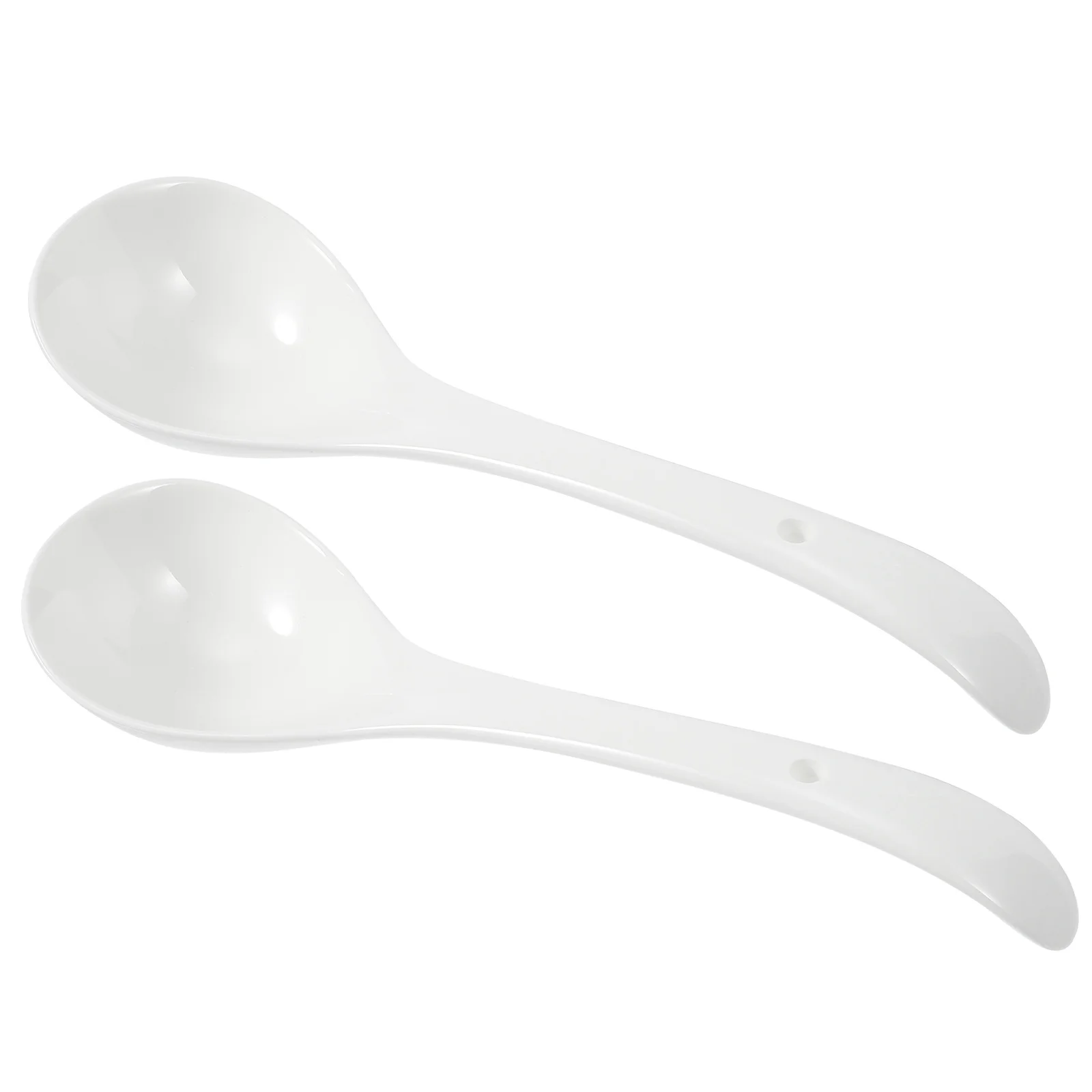 

1Set Ceramic Porcelain Soup Spoons Large White Heavy Duty Scratch Resistant Deep Handle Suitable for Home Restaurant