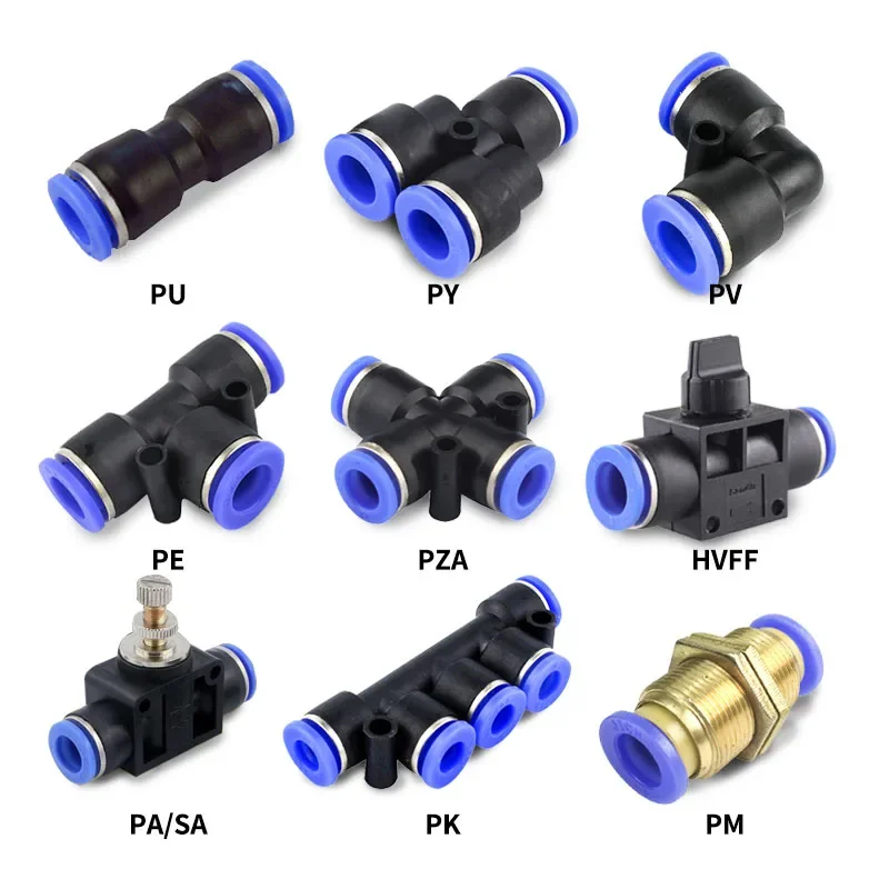 Pneumatic Fitting Pipe Connector Tube Air Quick Fittings Water Push In Hose Plastic 4mm 6mm 8mm 10mm 12mm 14mm PU PY Connectors