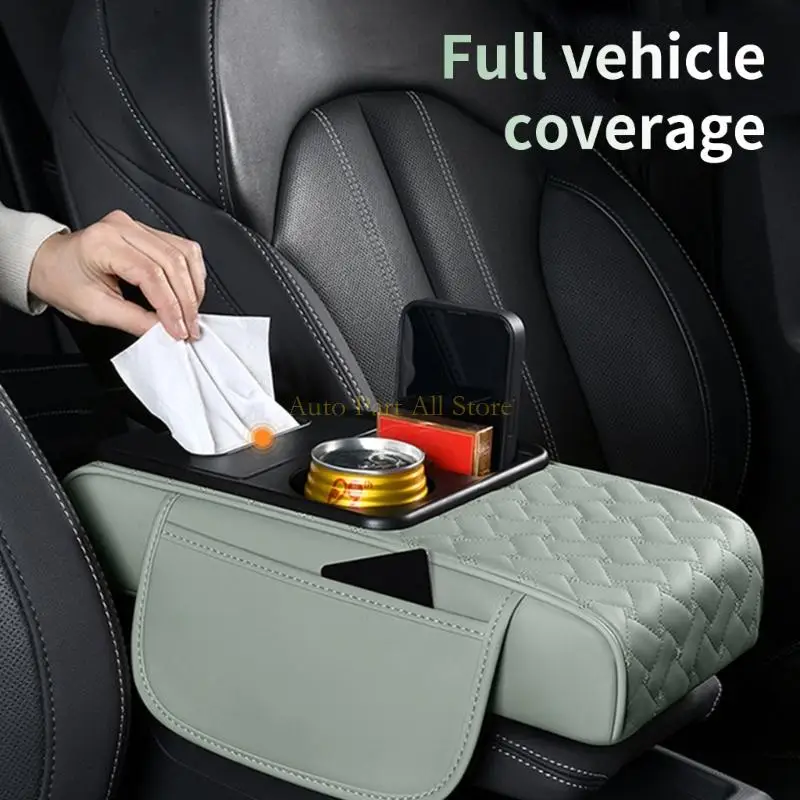 

J0MA Universal Leather Armrest Storage Box with Pillow Cushion for Cars Provide Storage and Comfort Enhances Interior