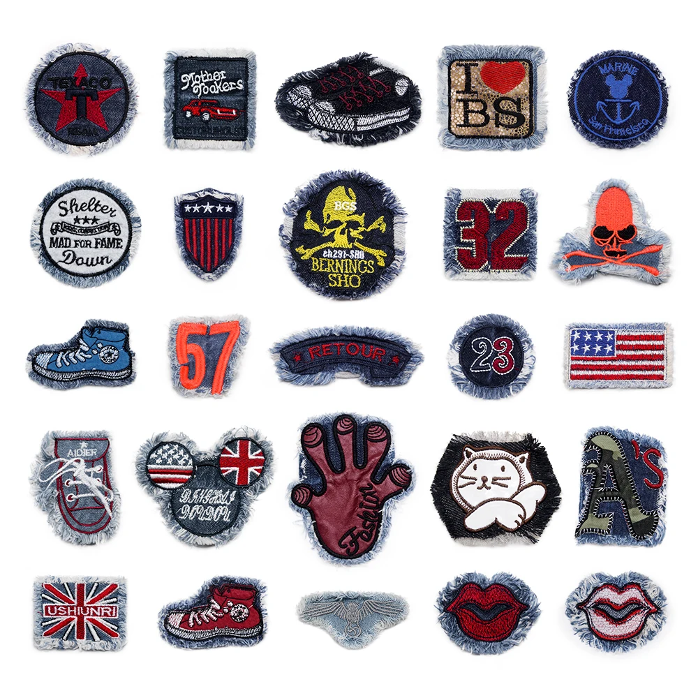 New Fine Jeans Embroidered Patches For Clothing Sew On Appliques Number Punk Hip Hop Lipstickers  DIY Handmade Clothes Accessory