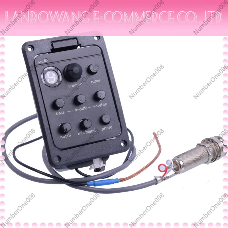 Acoustic Guitar Pickup Preamp EQ 4 Band Equalizer Preamp with LCD Tuner & Piezo Pickup for Acoustic Guitar