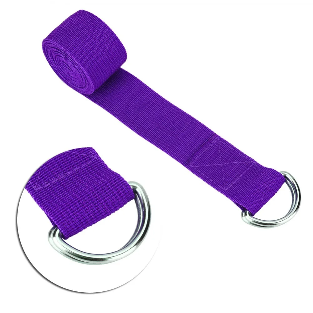 Durable 183*3.8cm Adjustable Stretch Strap with Metal D Ring Buckle Athletic Stretch Band Sports Belt Fitness Exercise