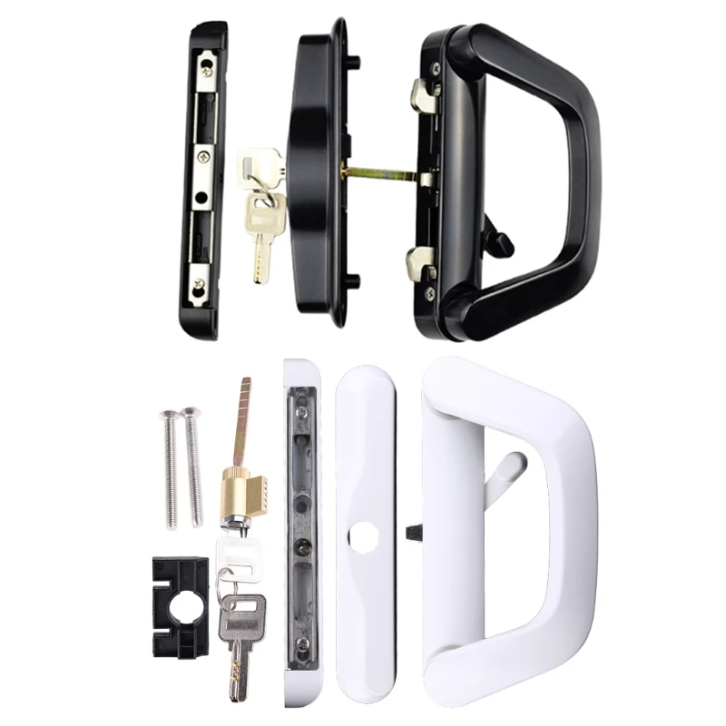 Balcony Glass Door Handle Lock Single Side with for Key Zinc Alloy Sliding Door Dropship