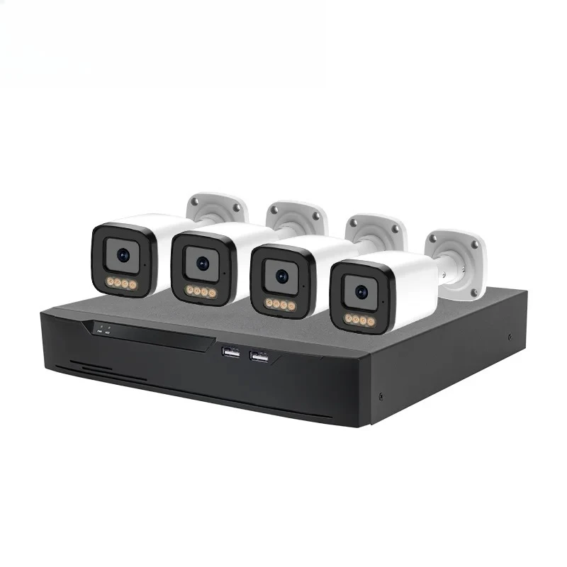 Applicable to Full HD 5MP 4-Channel CMOS CCTV Camera System Cloud Full Color Night Vision Wide Angle Motion Detection Two-Way Au