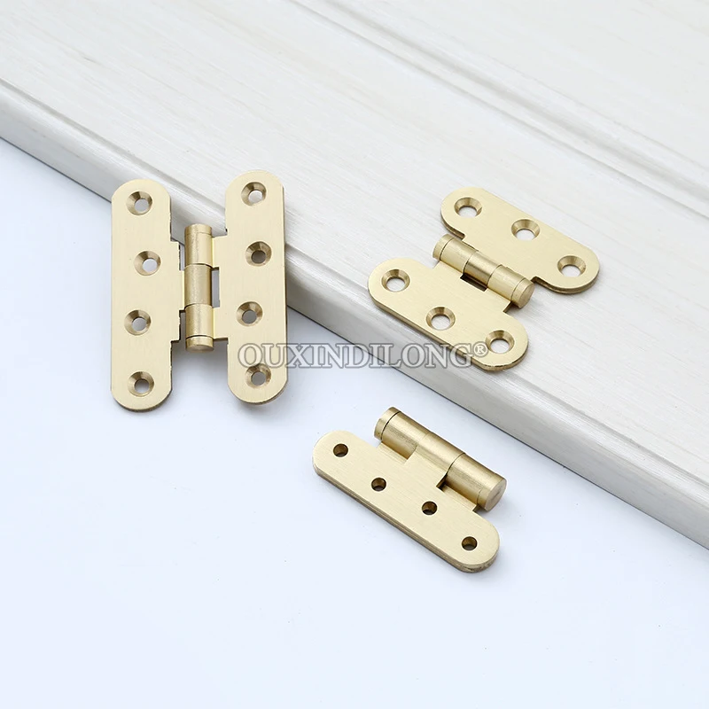 Retro 10PCS Solid Brass Furniture Hinges H Shape Cupboard Closet Cabinet Door Hinges Wood Case Gift Box Hinges