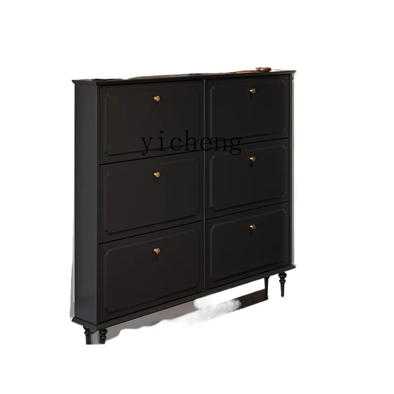 XL American retro ultra-thin tipping bucket shoe cabinet home oversized indoor home against the wall shoe cabinet